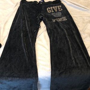 VS PINK Velour Track Pants - Size Medium